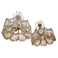Used Pair of Glass Pendant Light Fixtures