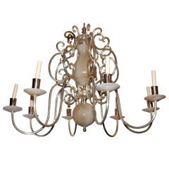 Large Alabaster and Silver Chandelier