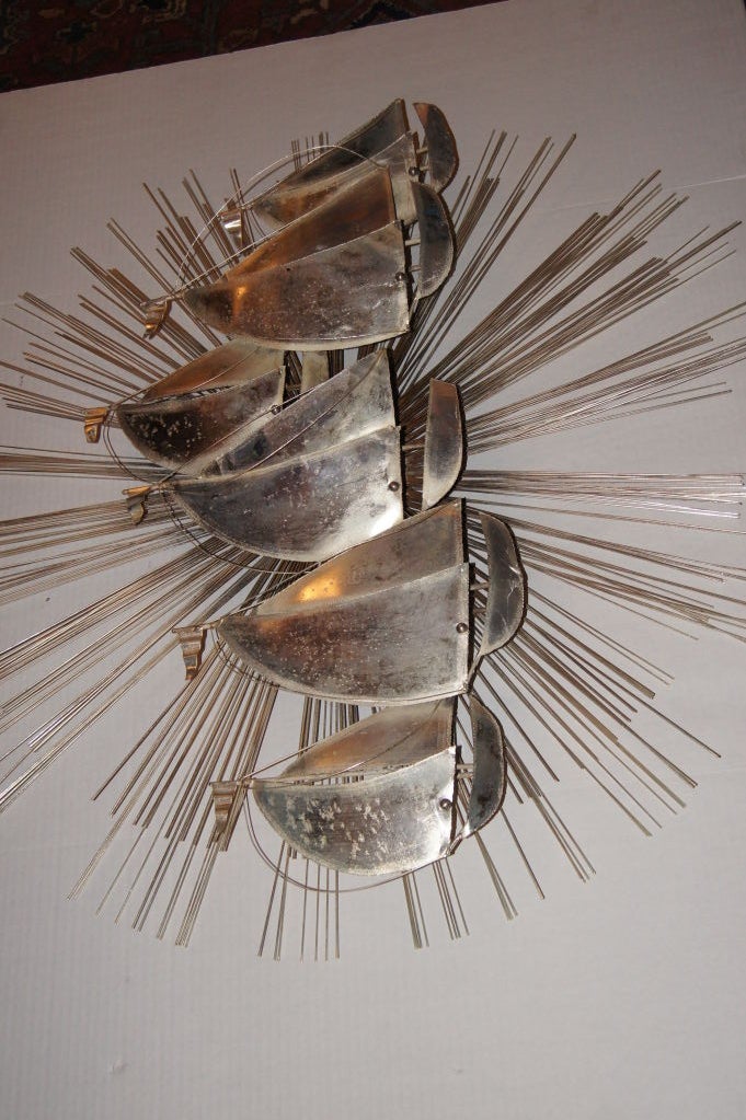 Sunburst Shaped Moderne Wall Sculpture Sconce For Sale 2