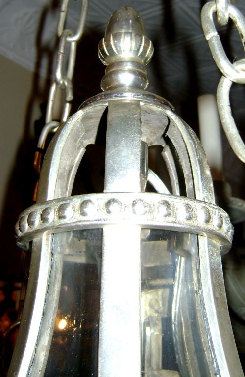 English Large Set of Silver Plated Lanterns For Sale