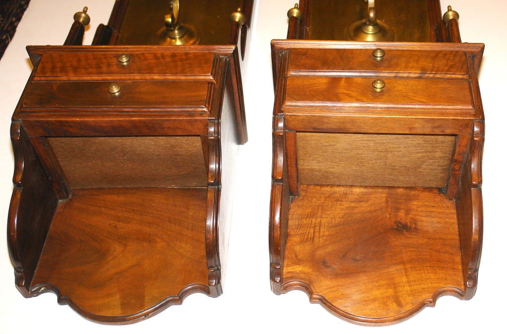 Pair of Large Walnut and Brass Sconces For Sale 1