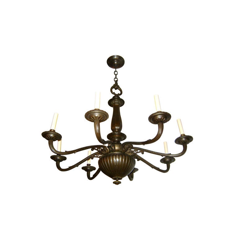 Neoclassic Bronze Chandelier For Sale