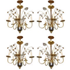Set of Four Gilt Metal and Molded Glass Chandeliers 11