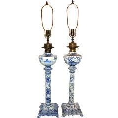 Antique Pair of Matching Porcelain Table Lamps