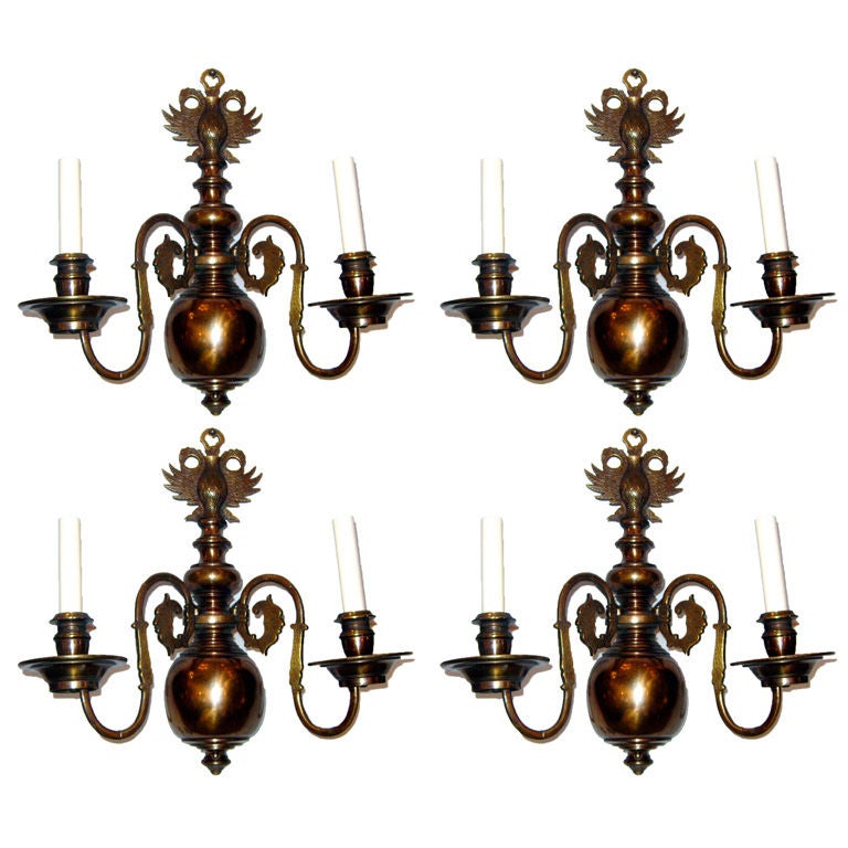 Set of 4 Dutch Bronze Sconces
