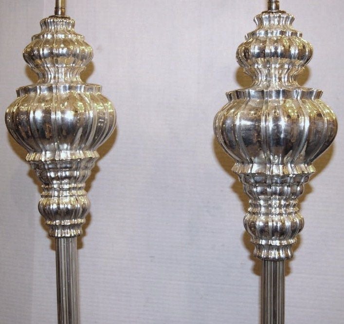 American Pair of Silver Plated Floor Lamps For Sale