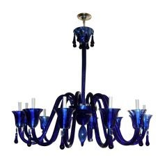 Large Blue Murano Glass Chandelier