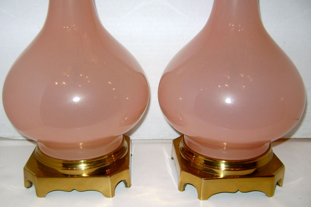 Mid-20th Century Pink Opaline Glass Lamps