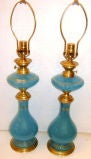 Blue Opaline Glass Table Lamps
