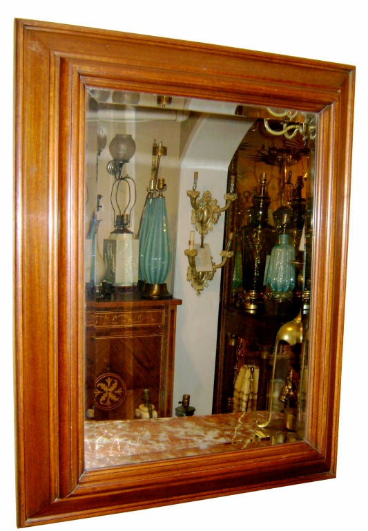 English Walnut Rectangular Mirror For Sale