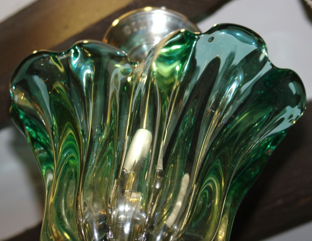 Mid-20th Century Green Glass Lantern