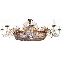 Large Gilt Metal and Crystals Chandelier