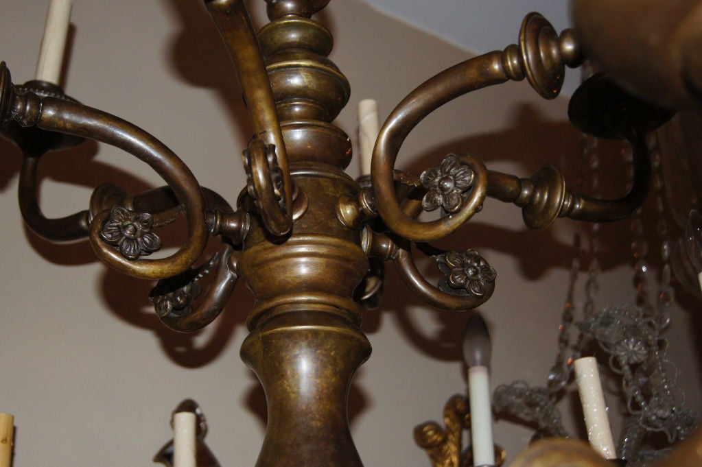 Bronze Pair of Large Dutch Chandeliers. Sold Individually For Sale