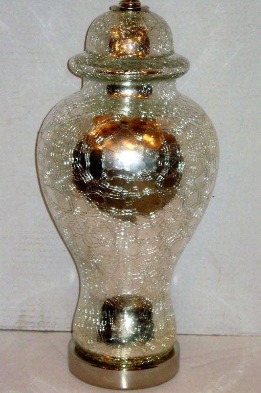Single Crackle Mercury Glass Lamp For Sale 1