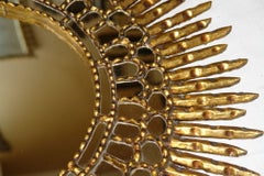 Pair of Gilt Wood Sunburst Mirrors, Sold Individually