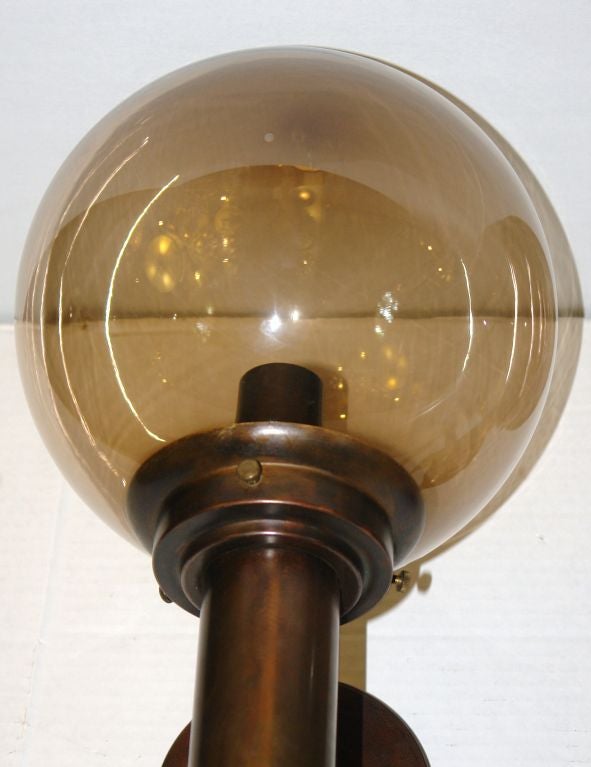 Mid-20th Century Large Moderne Sconces with Glass Globe For Sale