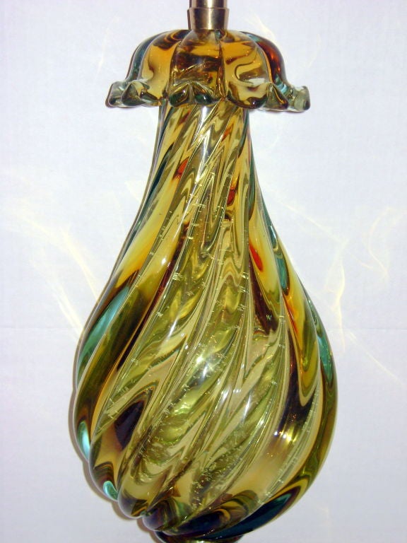 Single Green Murano Glass Lamp In Good Condition For Sale In New York, NY