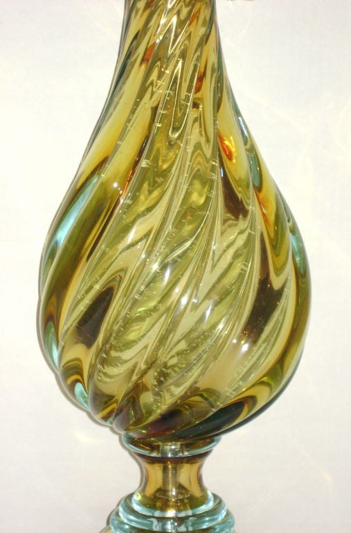 Mid-20th Century Single Green Murano Glass Lamp For Sale