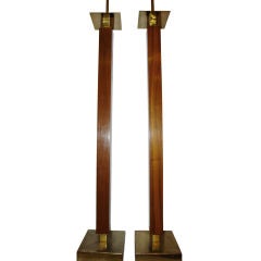 Pair of Moderne  Wooden Floor Lamps