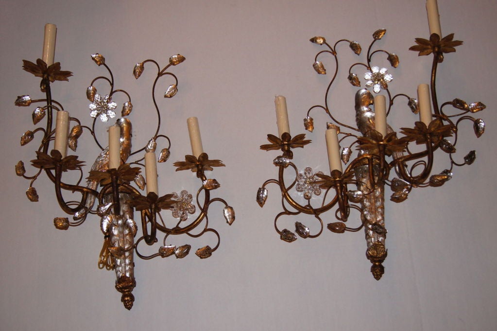 Set of 4 Glass Birds Sconces