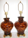 Pair of "Leopard" Glass Table Lamps