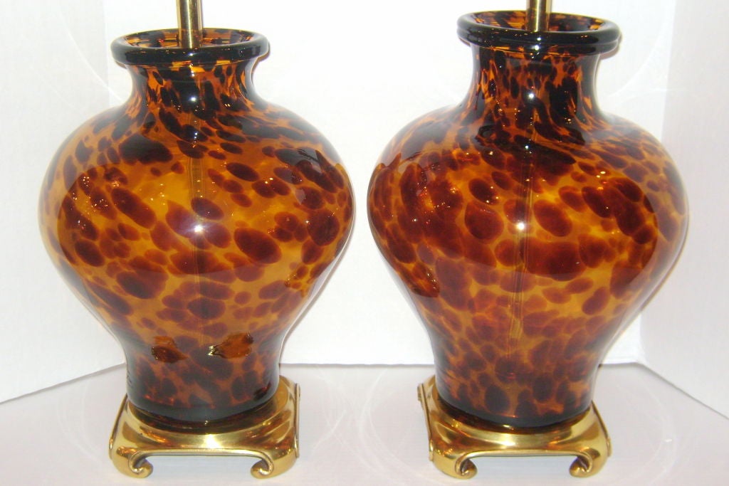 Pair of "Leopard" Glass Table Lamps