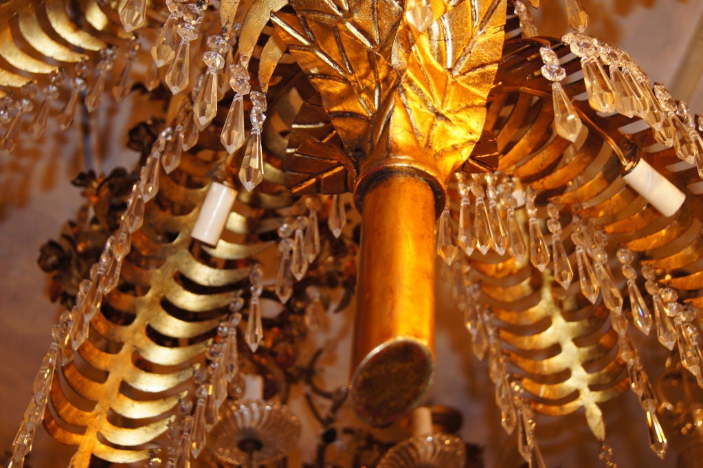 Pair of Palm Tree Gilt Chandeliers For Sale at 1stdibs