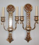Pair of Silver Plated Sconces with Mica