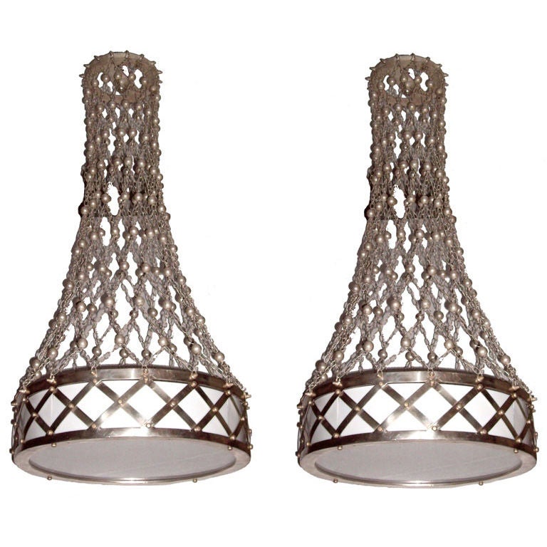 Pair of Silver Plated and Milk Glass Fixtures, Sold Individually In Good Condition For Sale In New York, NY