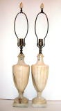 Vintage Pair of Alabaster Table Lamps