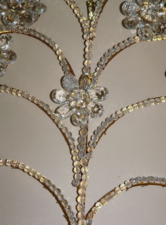 French Pair of Crystal Sconces For Sale