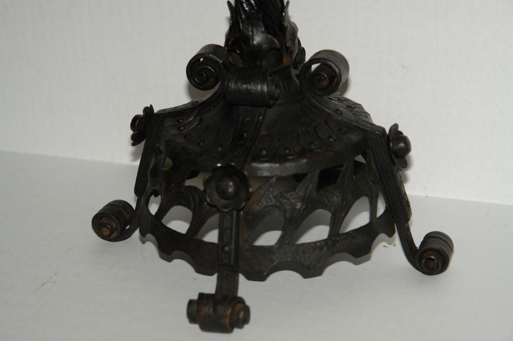 Arts and Crafts Wrought Iron Candelabra In Good Condition For Sale In New York, NY