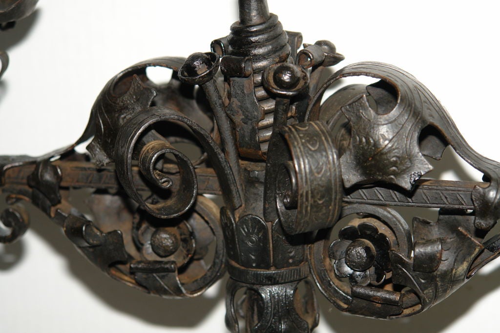19th Century Arts and Crafts Wrought Iron Candelabra For Sale