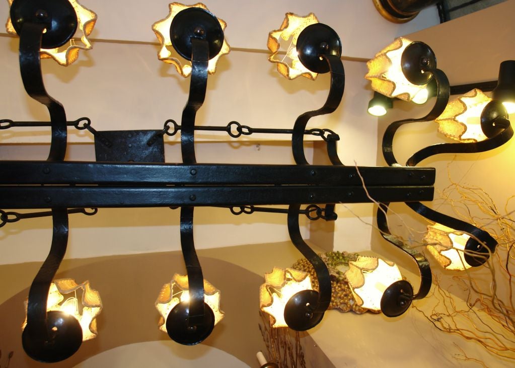 Large Horizontal Iron Chandelier For Sale 4