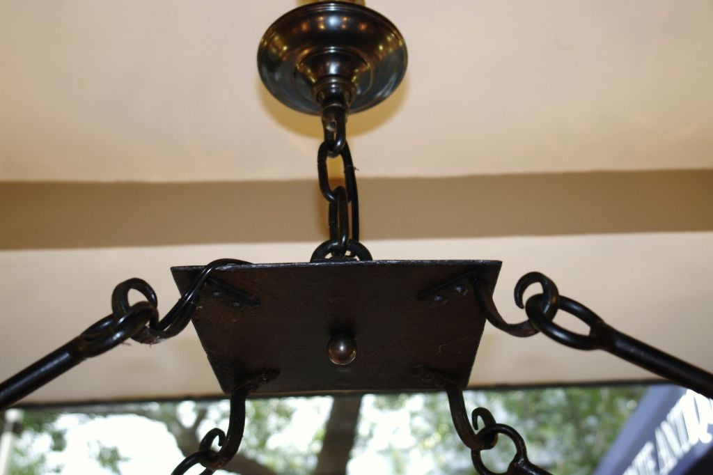 Italian Large Horizontal Iron Chandelier For Sale