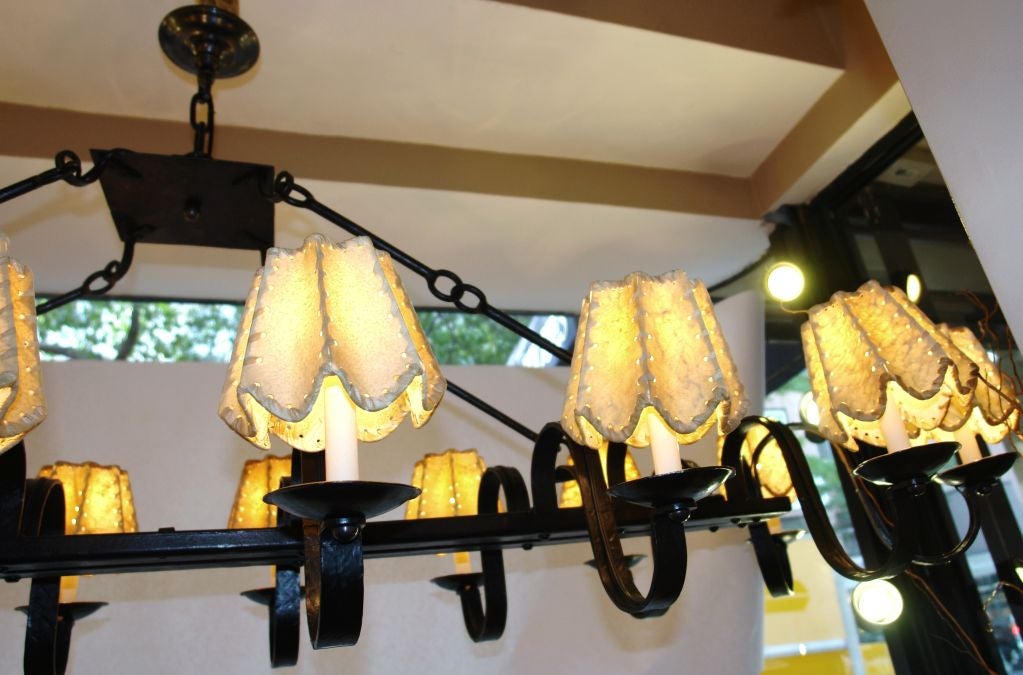 Large Horizontal Iron Chandelier For Sale 1