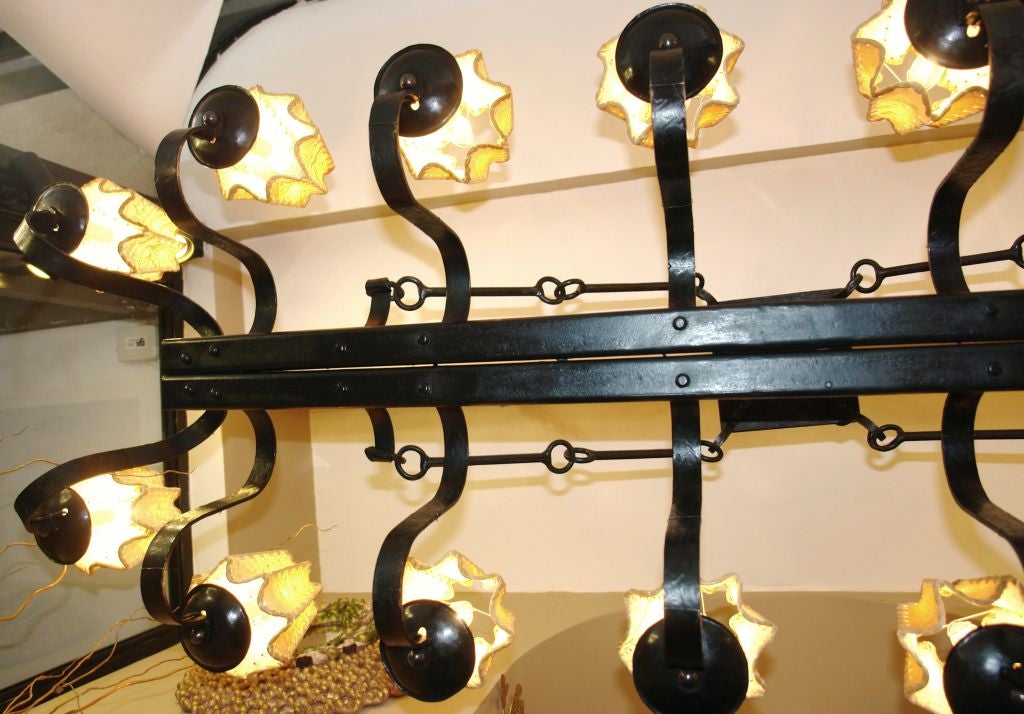 Large Horizontal Iron Chandelier For Sale 2
