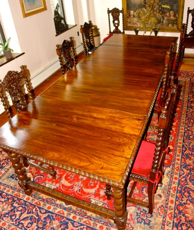 Large Spanish Dining Table with 12 Chairs In Excellent Condition In New York, NY