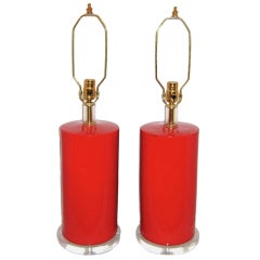 Moderne Red Porcelain Table Lamps