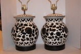 Pair of Floral Porcelain Lamps