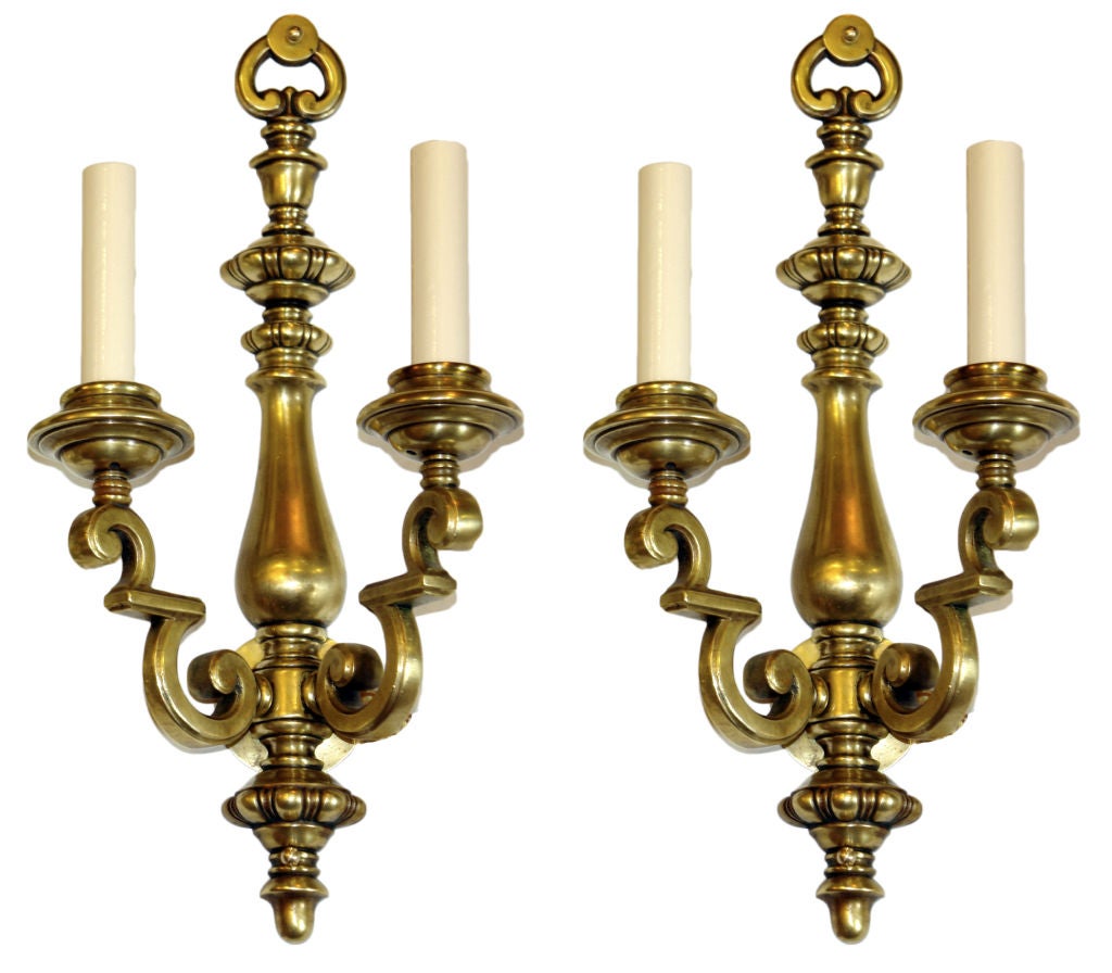 Pair of English Bronze Sconces For Sale