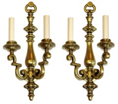 Vintage Pair of English Bronze Sconces