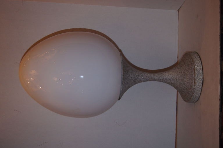 Italian Moderne Metal and Egg Shaped Glass Lamp For Sale