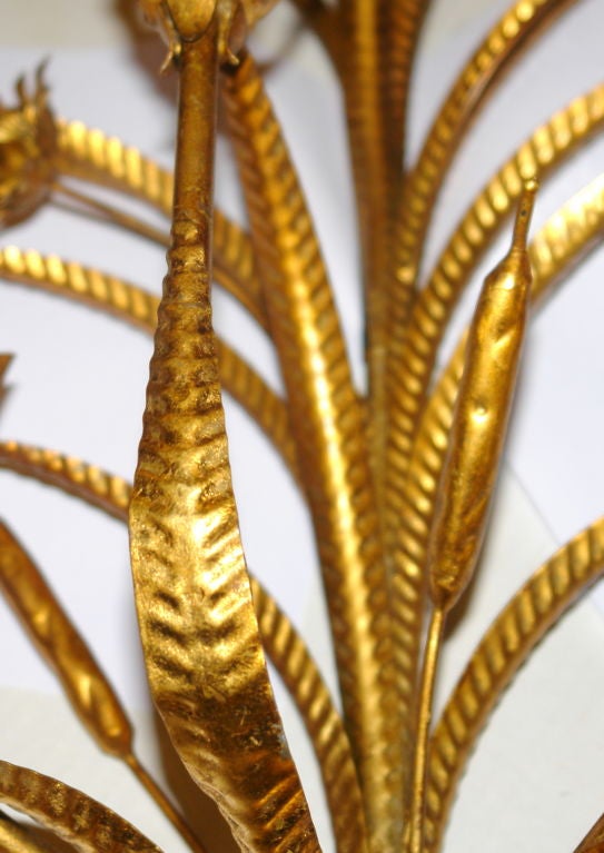 Mid-20th Century Large Gilt Metal Foliage Sconces For Sale