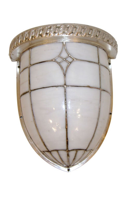 Set of 4 Leaded Glass Sconces