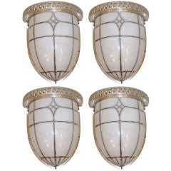 Set of 4 Leaded Glass Sconces