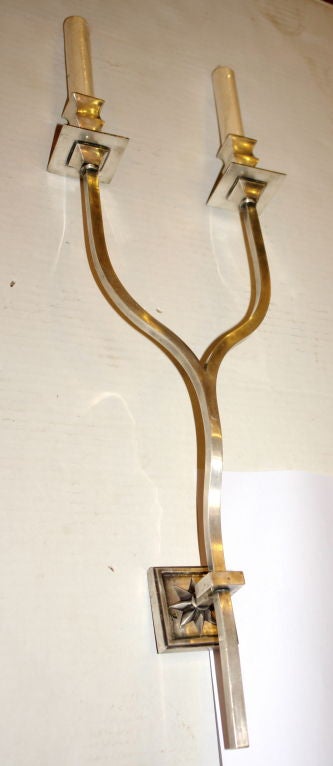 Italian Set of Moderne Silver Plated Sconces, Sold per Pair For Sale