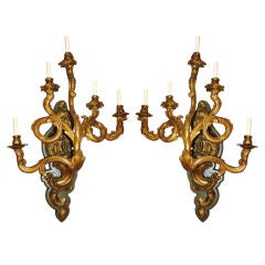 Pair of Large Wooden Sconces