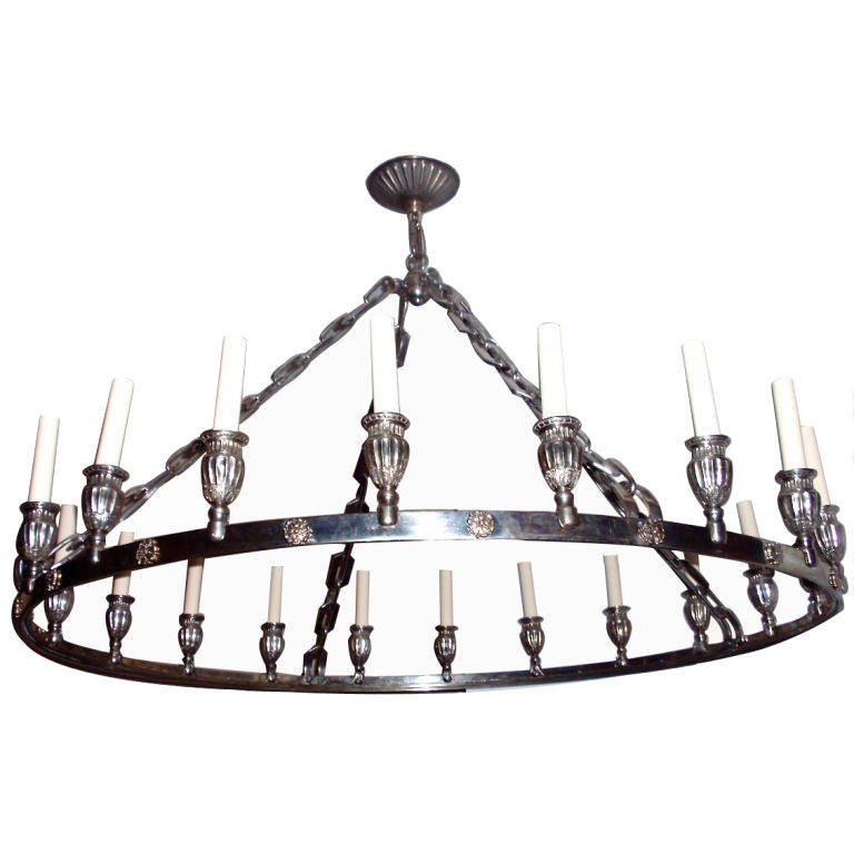 Silver Plated Chandelier For Sale