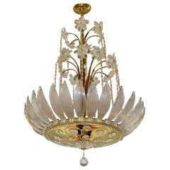 Gilt Metal and Molded Glass Chandelier